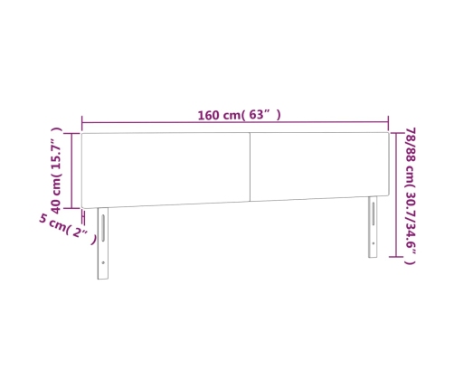 Cabecero con LED de tela gris oscuro 160x5x78/88 cm