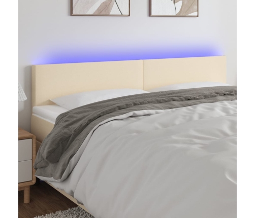 Cabecero con LED de tela color crema 160x5x78/88 cm