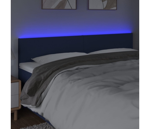 vidaXL Cabecero con LED de tela azul 160x5x78/88 cm