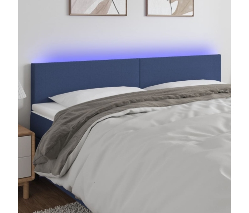 vidaXL Cabecero con LED de tela azul 160x5x78/88 cm