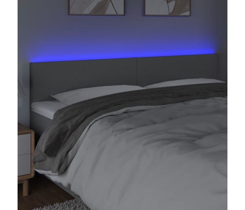 Cabecero con LED de tela gris claro 180x5x78/88 cm