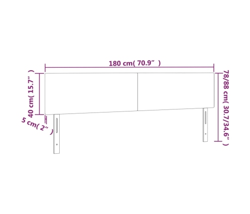 Cabecero con LED de tela gris claro 180x5x78/88 cm