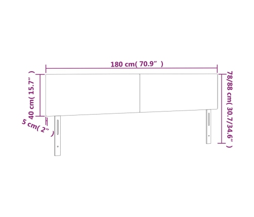 Cabecero con LED de tela negro 180x5x78/88 cm