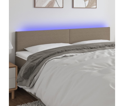 Cabecero con LED de tela gris taupe 180x5x78/88 cm