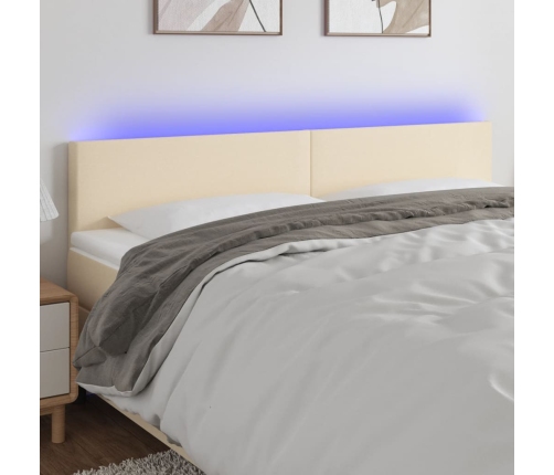 Cabecero con LED de tela color crema 200x5x78/88 cm