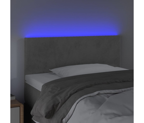 Cabecero con LED de terciopelo gris claro 80x5x78/88 cm