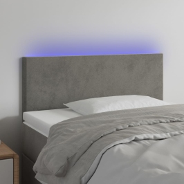 Cabecero con LED de terciopelo gris claro 80x5x78/88 cm