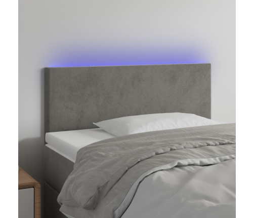 Cabecero con LED de terciopelo gris claro 80x5x78/88 cm