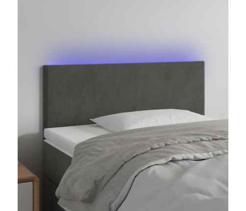 Cabecero con LED de terciopelo gris oscuro 80x5x78/88 cm