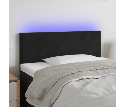 Cabecero con LED de terciopelo negro 80x5x78/88 cm