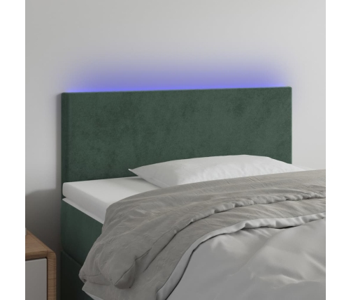 Cabecero con LED de terciopelo verde oscuro 80x5x78/88 cm