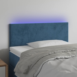 Cabecero con LED de terciopelo azul oscuro 80x5x78/88 cm