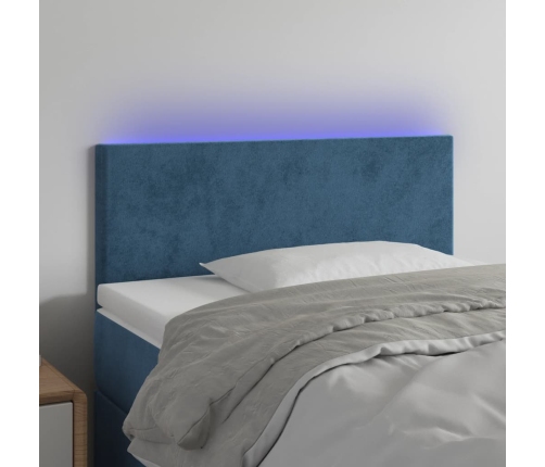 Cabecero con LED de terciopelo azul oscuro 80x5x78/88 cm