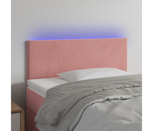 Cabecero con LED de terciopelo rosa 80x5x78/88 cm