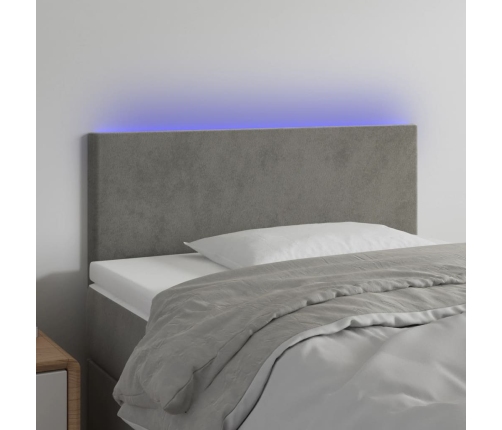 Cabecero con LED de terciopelo gris claro 90x5x78/88 cm