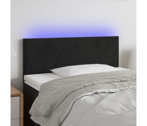 Cabecero con LED de terciopelo negro 90x5x78/88 cm