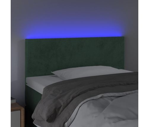 Cabecero con LED de terciopelo verde oscuro 90x5x78/88 cm