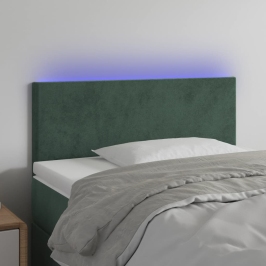 Cabecero con LED de terciopelo verde oscuro 90x5x78/88 cm