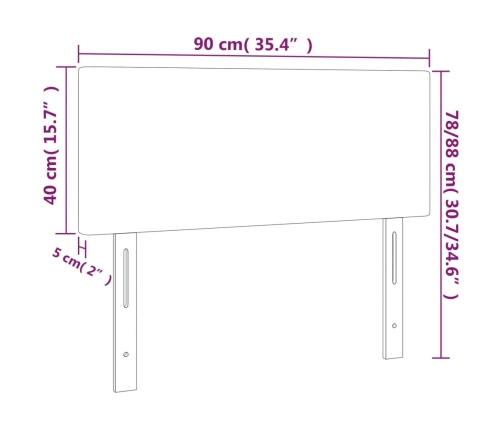 Cabecero con LED de terciopelo azul oscuro 90x5x78/88 cm