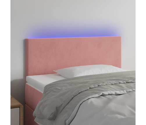 Cabecero con LED de terciopelo rosa 90x5x78/88 cm