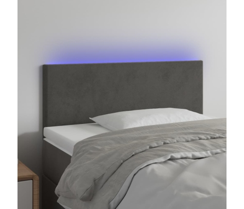 Cabecero con LED de terciopelo gris oscuro 100x5x78/88 cm