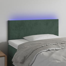 Cabecero con LED de terciopelo verde oscuro 100x5x78/88 cm