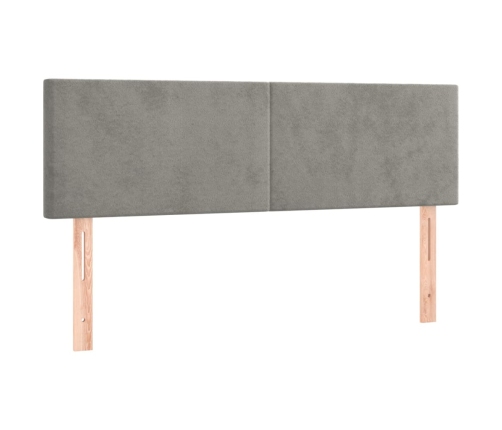 Cabecero con LED de terciopelo gris claro 144x5x78/88 cm