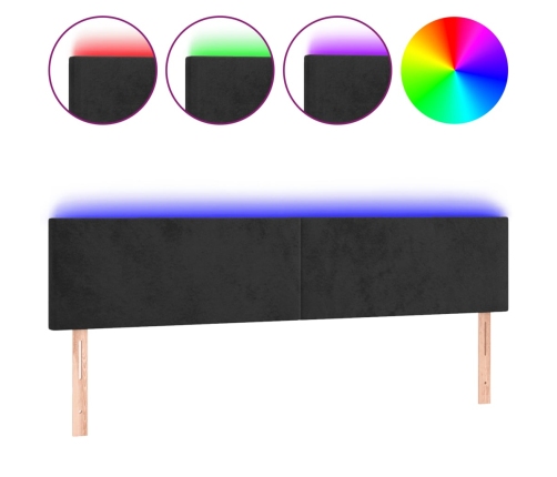 Cabecero con LED de terciopelo negro 160x5x78/88 cm