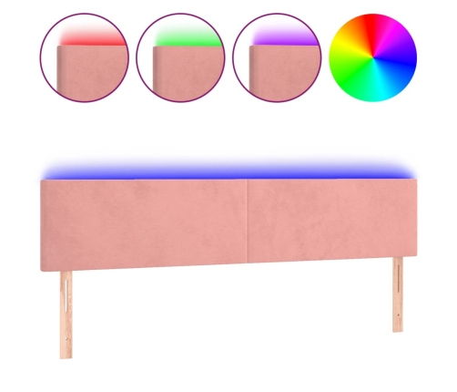 Cabecero con LED de terciopelo rosa 160x5x78/88 cm