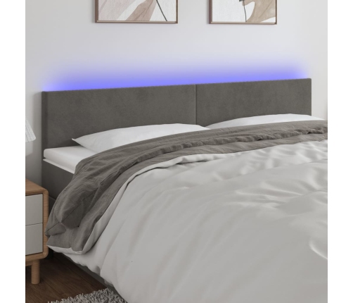 Cabecero con LED de terciopelo gris oscuro 180x5x78/88 cm