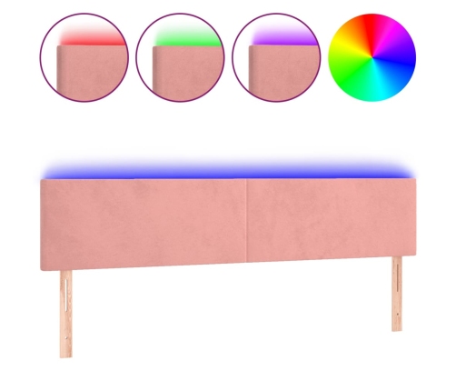 Cabecero con LED de terciopelo rosa 180x5x78/88 cm