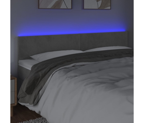 Cabecero con LED de terciopelo gris claro 200x5x78/88 cm