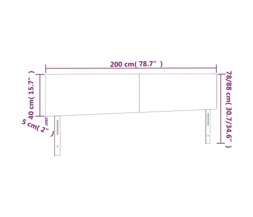 Cabecero con LED de terciopelo negro 200x5x78/88 cm