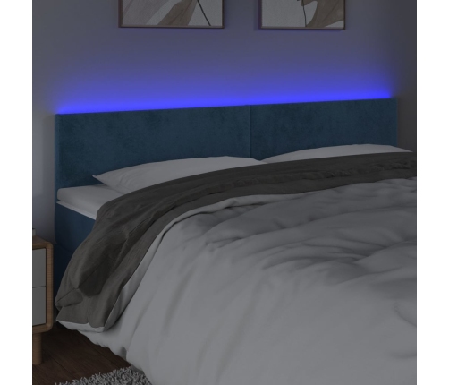 vidaXL Cabecero con LED de terciopelo azul oscuro 200x5x78/88 cm