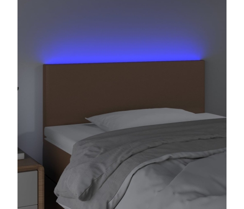 Cabecero con LED cuero sintético marrón 80x5x78/88 cm