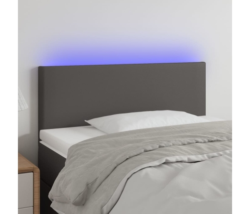 Cabecero con LED cuero sintético gris 80x5x78/88 cm