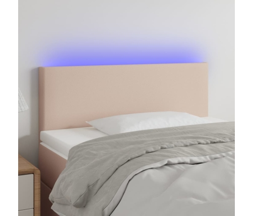 vidaXL Cabecero con LED cuero sintético color capuchino 80x5x78/88 cm