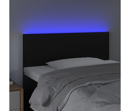 vidaXL Cabecero con LED cuero sintético negro 100x5x78/88 cm