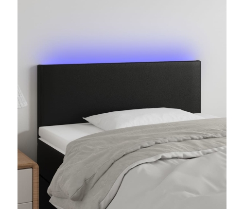 vidaXL Cabecero con LED cuero sintético negro 100x5x78/88 cm