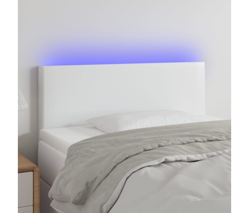 Cabecero con LED cuero sintético blanco 100x5x78/88 cm