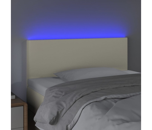 Cabecero con LED cuero sintético color crema 100x5x78/88 cm