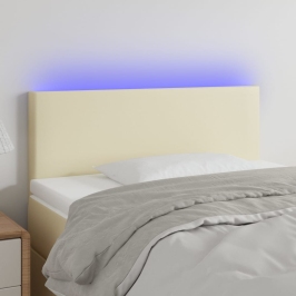 Cabecero con LED cuero sintético color crema 100x5x78/88 cm