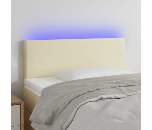 Cabecero con LED cuero sintético color crema 100x5x78/88 cm