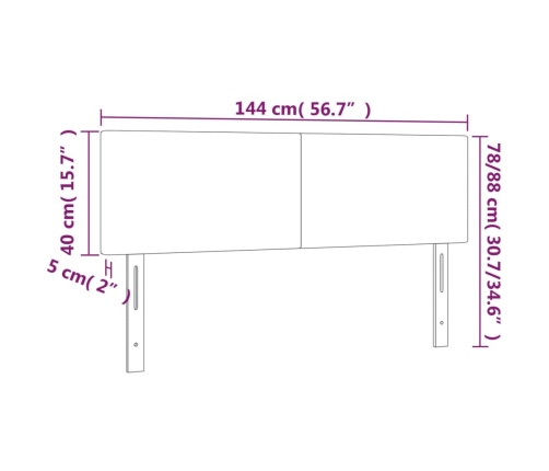 vidaXL Cabecero con luces LED cuero sintético negro 144x5x78/88 cm