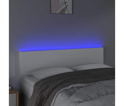 vidaXL Cabecero con LED cuero sintético blanco 144x5x78/88 cm