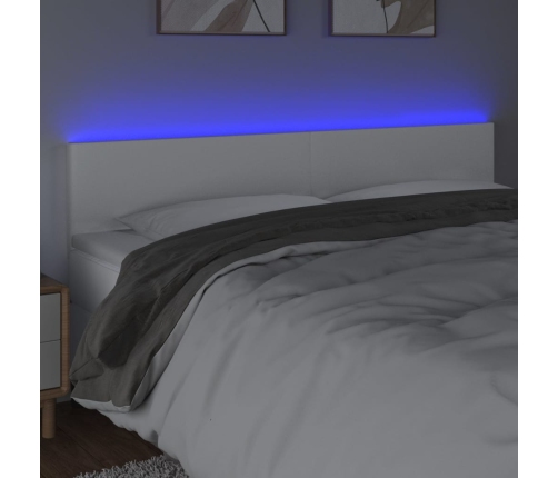 vidaXL Cabecero con LED cuero sintético blanco 160x5x78/88 cm