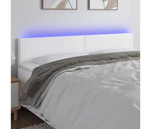 vidaXL Cabecero con LED cuero sintético blanco 160x5x78/88 cm