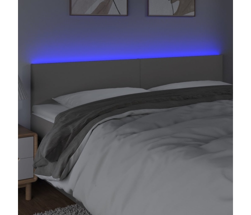 Cabecero con LED cuero sintético gris 160x5x78/88 cm