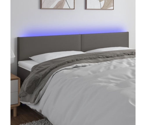 Cabecero con LED cuero sintético gris 160x5x78/88 cm