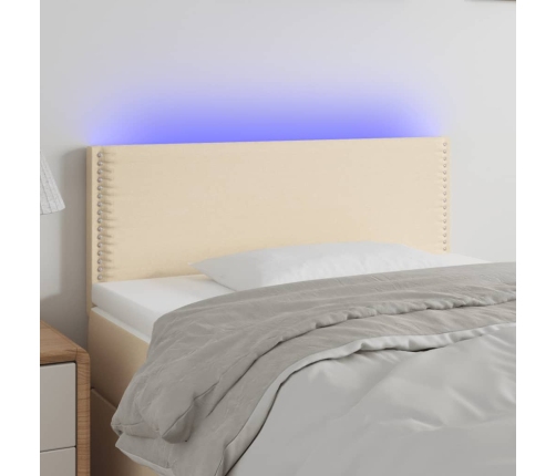 Cabecero con LED de tela color crema 80x5x78/88 cm